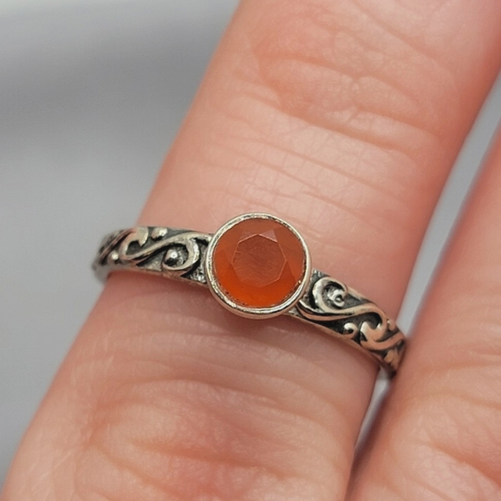 Carnelian Stackable Celtic Ring Sterling Silver
